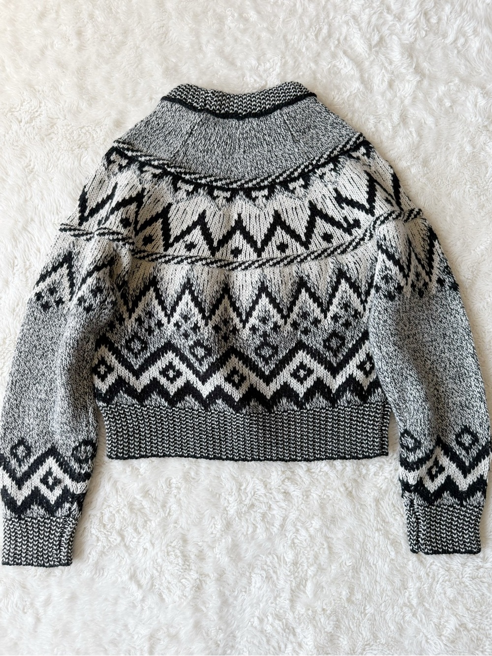 Woman Geometric Chunky Crewneck Fair Isle Fisherman Sweater SMALL Cozy Coastal - Picture 3 of 7